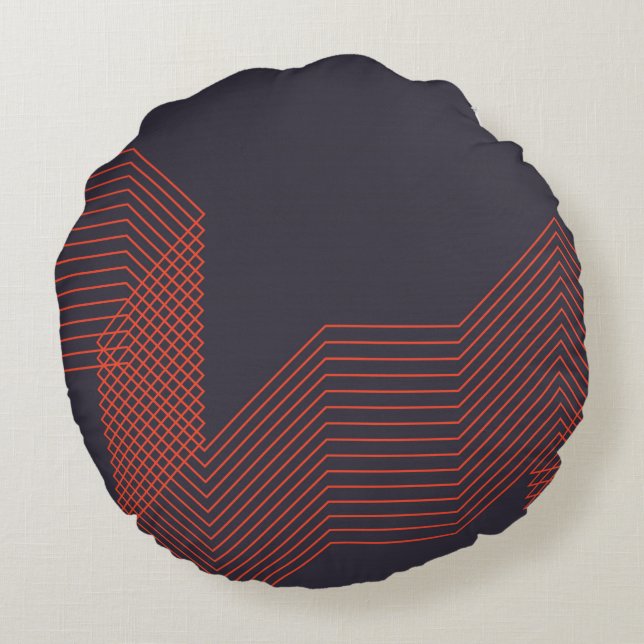 Orange cool  simple trendy decorative illustration round cushion (Back)