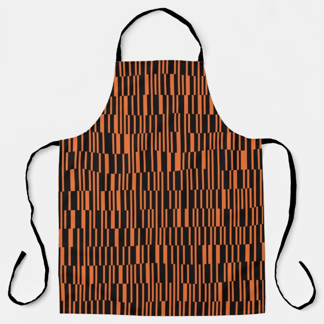 Orange, cool, trendy, modern geometric graphic art apron (Front)