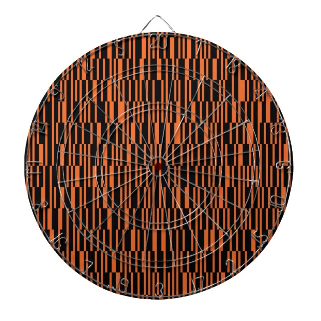 Orange, cool, trendy, modern geometric graphic art dartboard (Front)