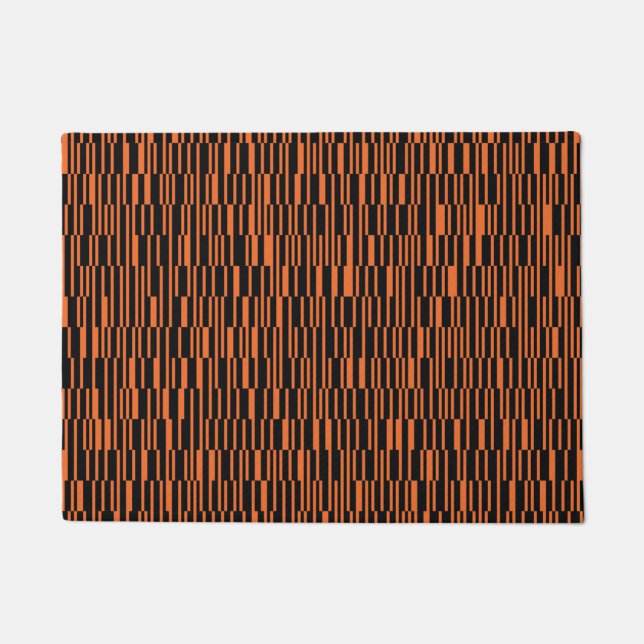 Orange, cool, trendy, modern geometric graphic art doormat (Front)