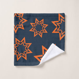 Orange, cool, trendy, playful star shape pattern wash cloth