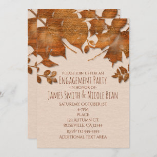 Orange Copper Autumn Fall Wedding Invitations