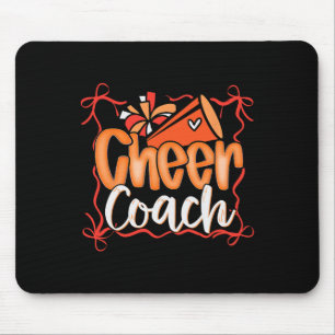Orange Coquette Pom Poms Bow Cheer Coach Dad Cheer Mouse Mat