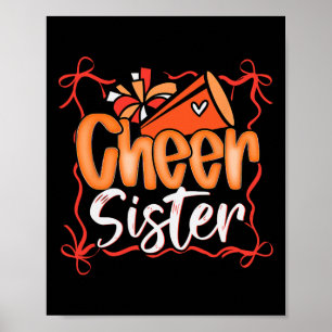 Orange Coquette Pom Poms Bow Cheer Sister Cheerlea Poster