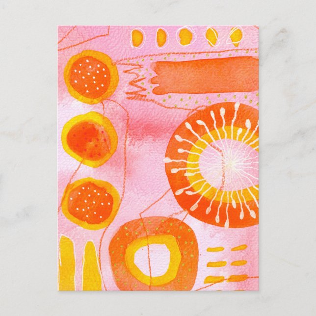 Orange Coral Abstract Postcard (Front)