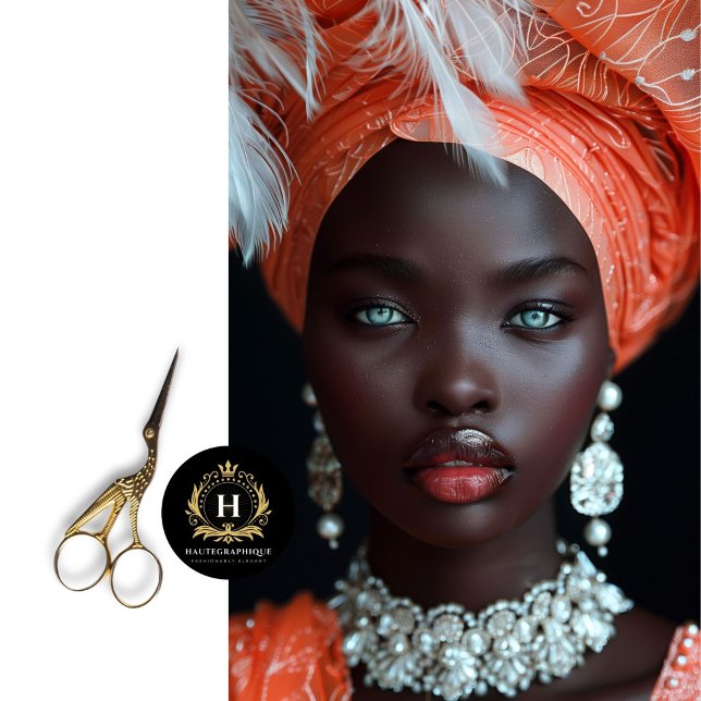 Orange Coral African American Woman Decoupage  Tissue Paper (Creator Uploaded)