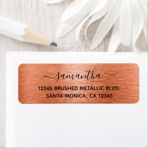 Orange Coral Brushed Metallic Elegant Name