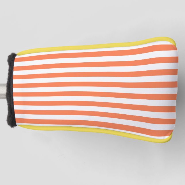Orange Coral Colour Stripes Vacation Summer Pastel Golf Head Cover (Front)