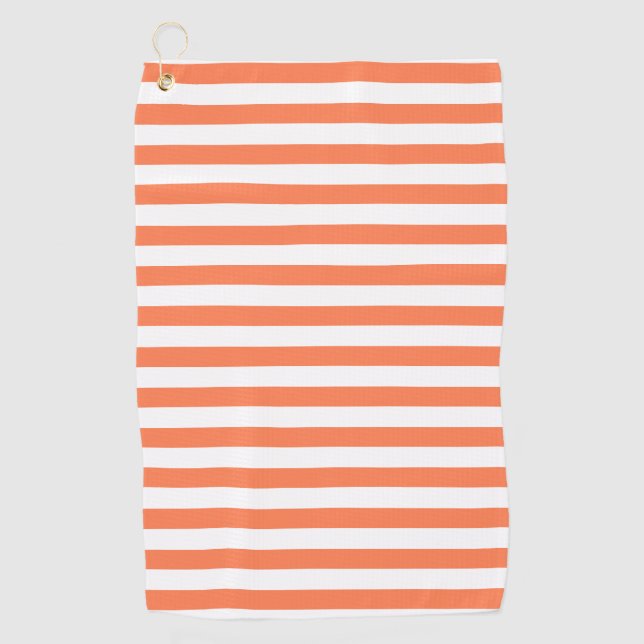 Orange Coral Colour Stripes Vacation Summer Pastel Golf Towel (Front)