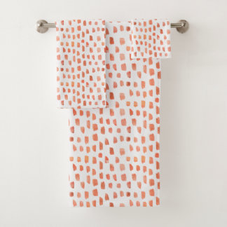 Orange Coral Dashes Bath Towel Set