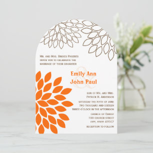 Orange Coral Floral Dahlia Wedding Invitations