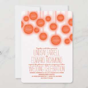 Orange - Coral Lights Wedding Invitations