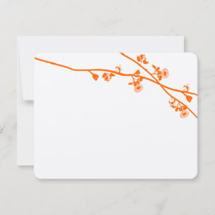 Orange Coral Wildflower Rustic Wedding RSVP Card