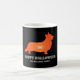 Orange Corgi Happy Halloween Family Name Coffee Mug