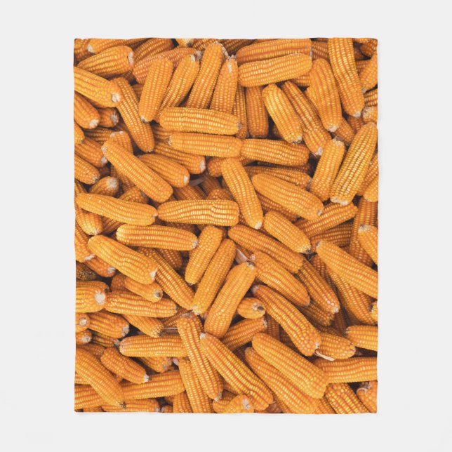 Orange Corn Cob: Harvest Agriculture Background Fleece Blanket (Front)