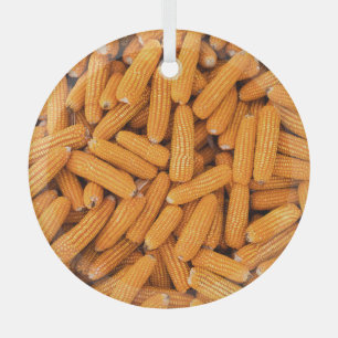 Orange Corn Cob: Harvest Agriculture Background Glass Tree Decoration