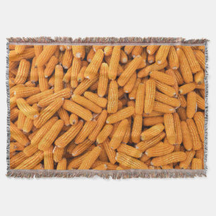 Orange Corn Cob: Harvest Agriculture Background Throw Blanket