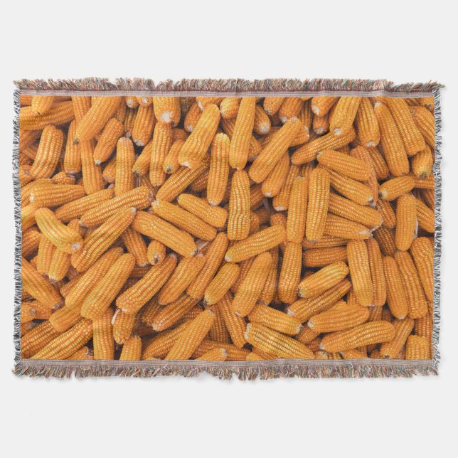 Orange Corn Cob: Harvest Agriculture Background Throw Blanket (Front)