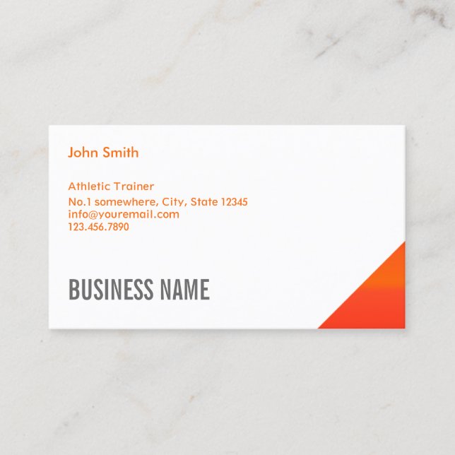 Orange Corner Athletic Trainer Business Card (Front)