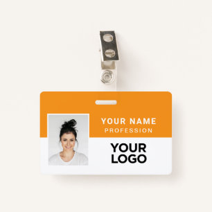 Orange Corporate Employee Photo Name Tag ID Badge