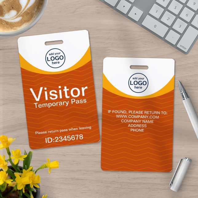 Orange Corporate Visitor Pass ID Custom Logo Badge (Creator Uploaded)