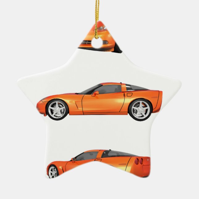 Orange Corvette: Ceramic Tree Decoration (Front)