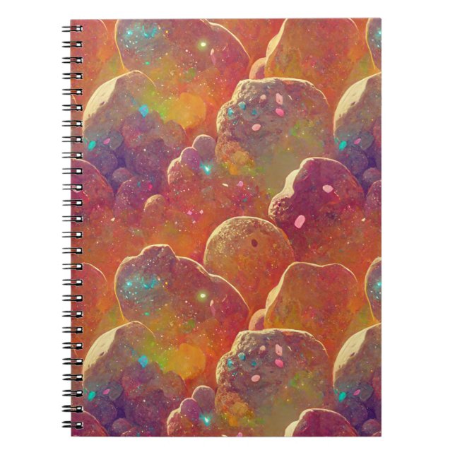 Orange Cosmic Cloud Repeating Pattern Notebook (Front)