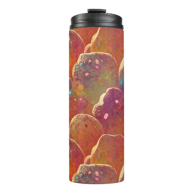 Orange Cosmic Cloud Repeating Pattern Thermal Tumbler (Front)