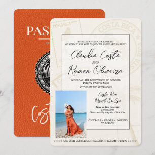 Orange Costa Rica Passport Wedding Invitation