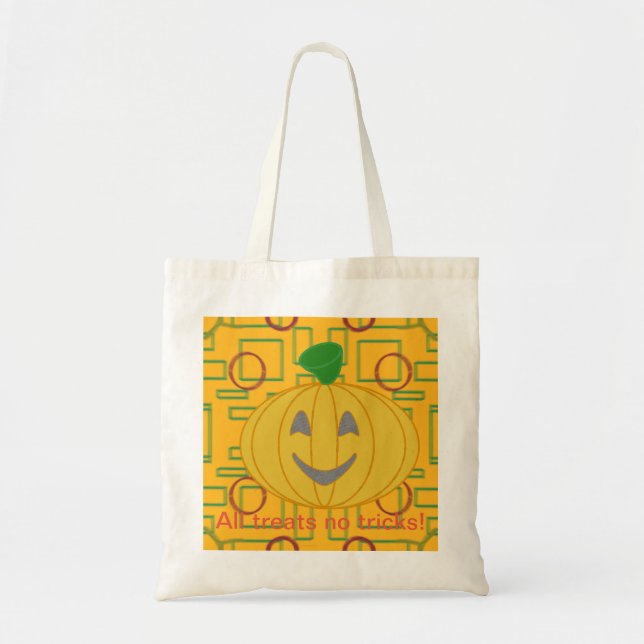 Orange Costume Design All Treats No Tricks  Tote Bag (Front)