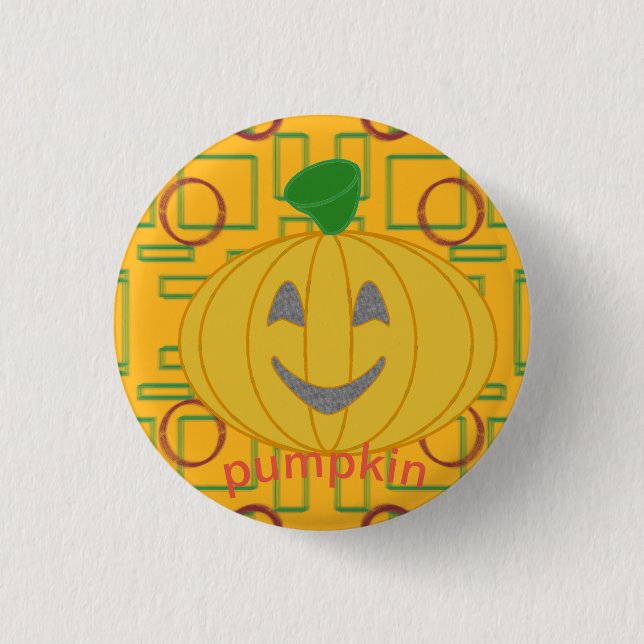 Orange Costume Design Happy Pumpkin Day Button (Front)