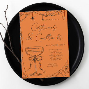Orange Costumes and Cocktails Halloween Party Invitation