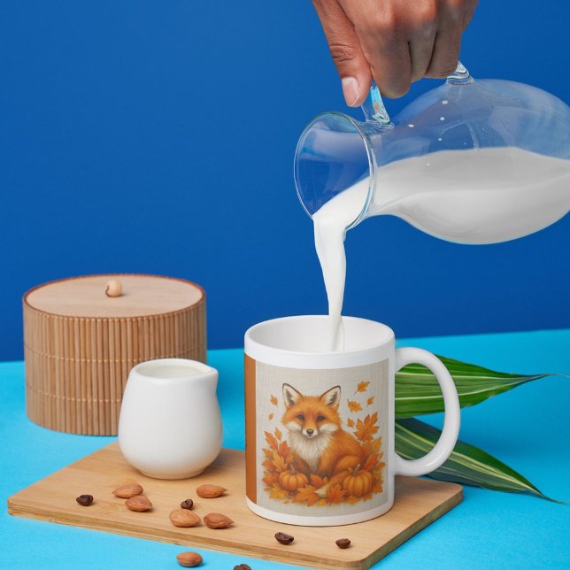 orange Cosy Fall vibes fox Pumpkin Leaves Coffee Mug (Creator Uploaded)