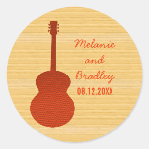 Orange Country Guitar Wedding Stickers