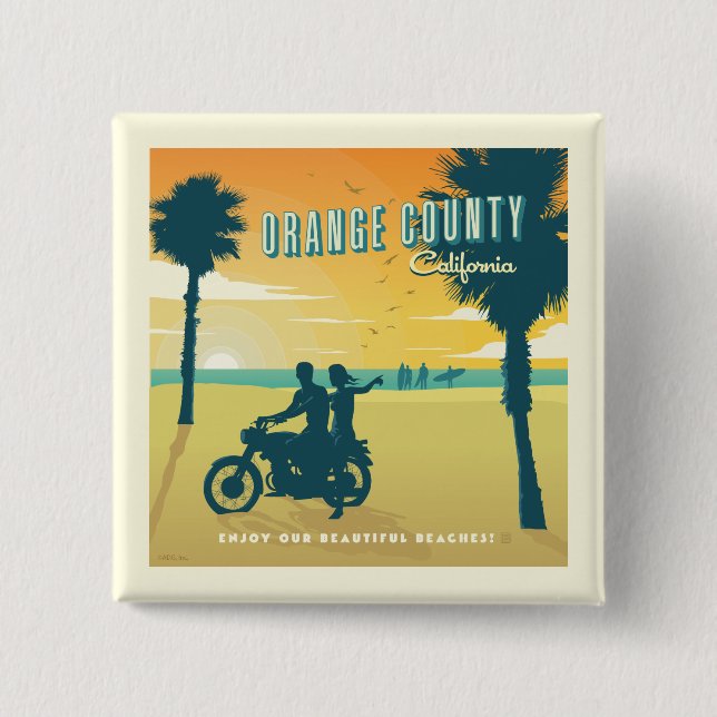 Orange County, California Beaches 15 Cm Square Badge (Front)