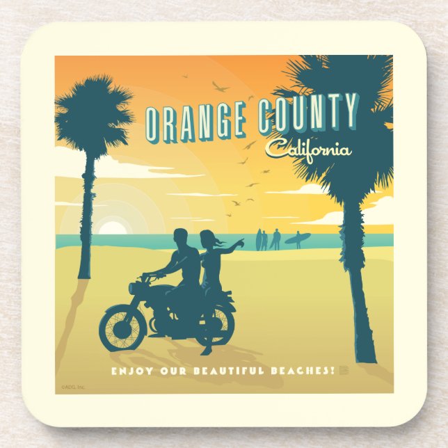 Orange County, California Beaches Coaster (Front)