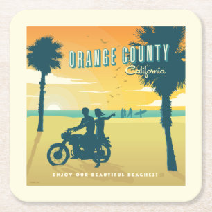 Orange County, California Beaches Square Paper Coaster