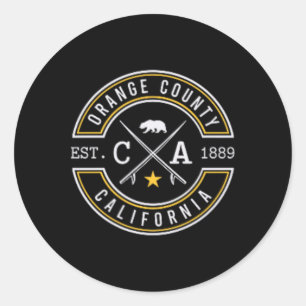 Orange County California Ca Retro Surfer Beach Fro Classic Round Sticker