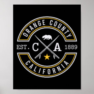 Orange County California Ca Retro Surfer Beach Fro Poster