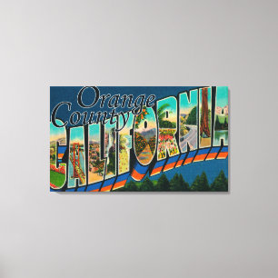 Orange County, California - Large Letter Scenes Canvas Print