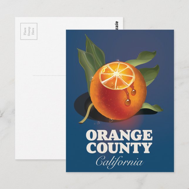 Orange County California travel poster.  Postcard (Front/Back)