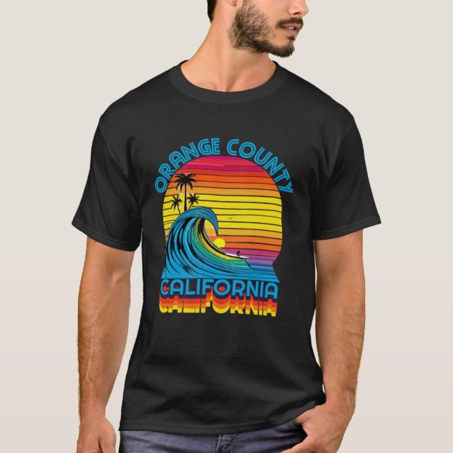 Orange County Retro Throwback Surf & Beach Souveni T-Shirt (Front)