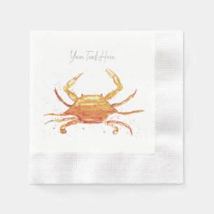 Orange Crab Blue Vintage Boho Beach Party Napkin
