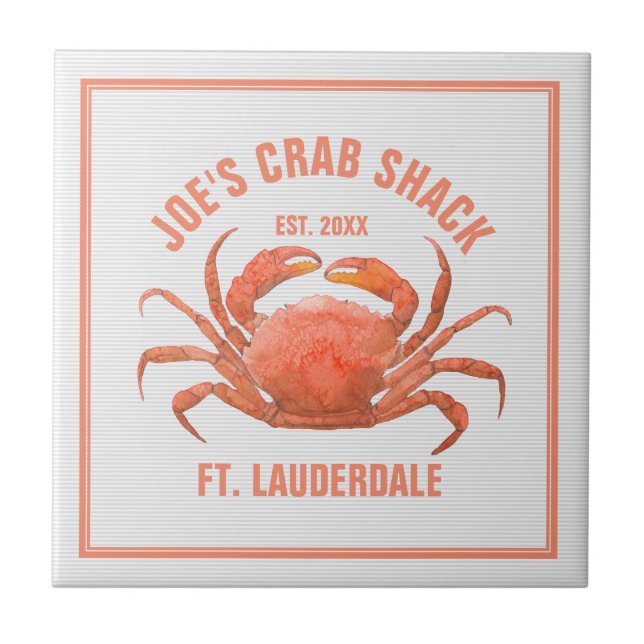 Orange Crab Hand Watercolors Illustration Tile (Front)