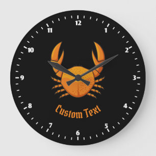 Orange Crab Large Clock