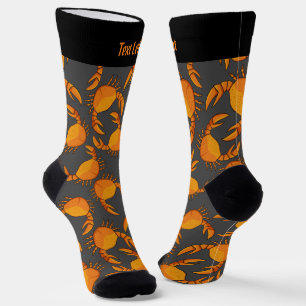 Orange Crab Pattern Socks