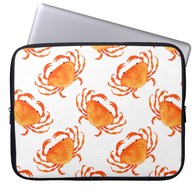 Orange crabs seamless pattern laptop sleeve (Front)