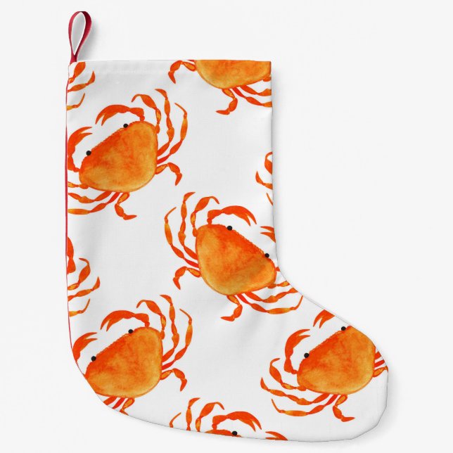 Orange crabs seamless pattern small christmas stocking (Front)