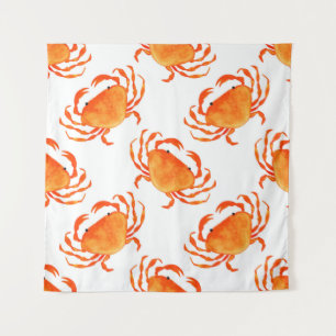 Orange crabs seamless pattern tapestry