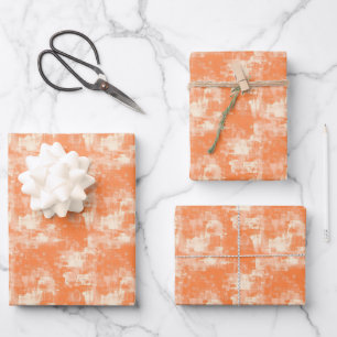 Orange & Cream Abstract Paint Wrapping Paper Sheet